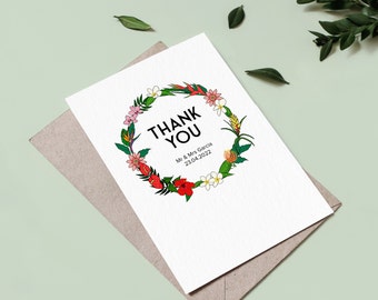 Wedding stationery - A6 folded thank you card - customisable