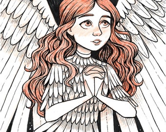 Angel • Original Ink Drawing 5x7