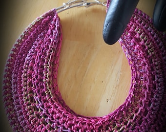 Extra LARGE 5inch Crochet Hoop Earrings *Deep Pink Multi*