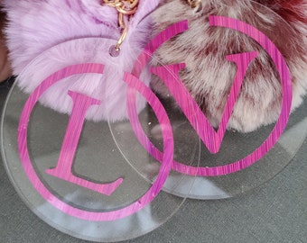 Acrylic Monogram Intial Keychain 3 inch