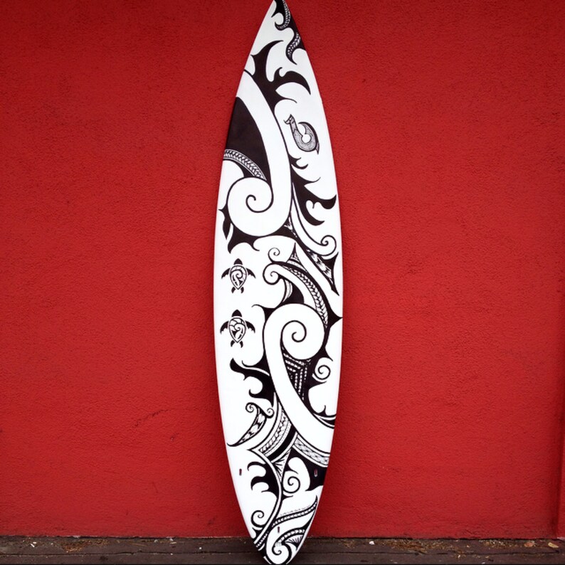 Handpainted Polynesian Tribal Surfboard 6'8 Etsy