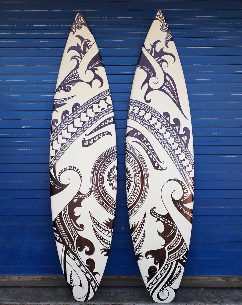 Custom handpainted Polynesian tribal surfboards Made to Etsy