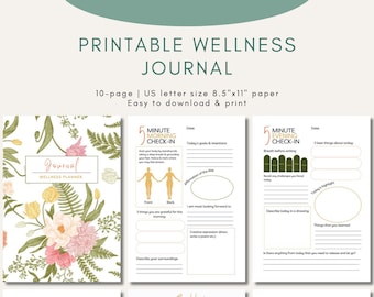 Printable Wellness Journal | Personal Reflection Pages | Goal Planner | Gratitude Practice Activities | Mindfulness Exercises PDF