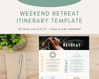 Weekend Retreat Itinerary Template | Weekend Wellness Retreat | Editable Download | Yoga Workshop Schedule | Retreat Organizer Tool