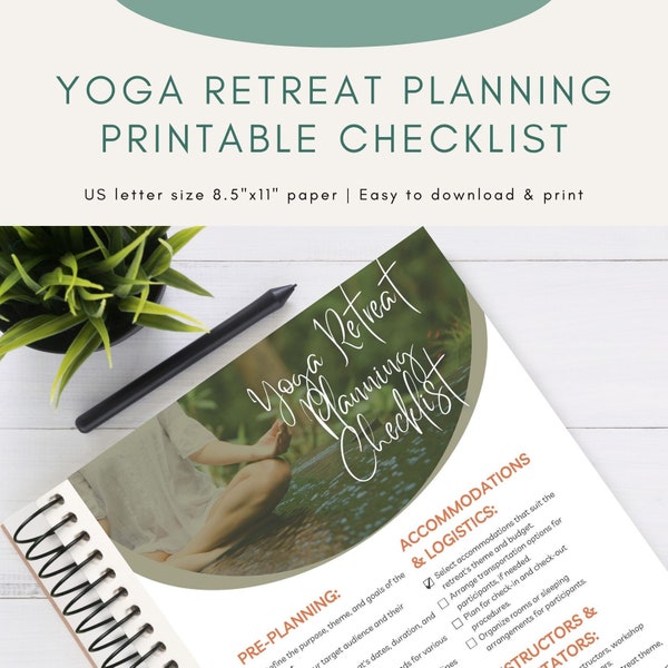 Yoga Retreat Printable Planning Checklist | Fillable Form PDF | Yoga Retreat Plan List | Yoga Retreat Planner