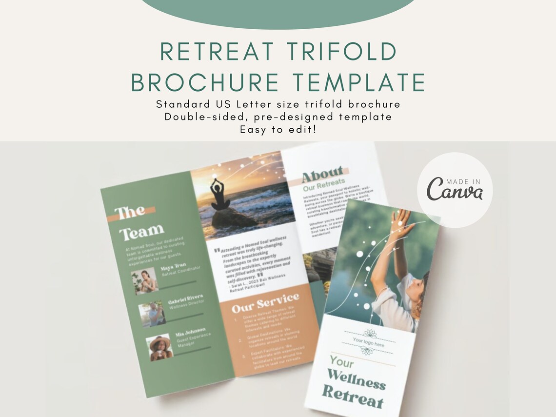 Retreat Trifold Brochure Template | Meditation Wellness Retreat ...
