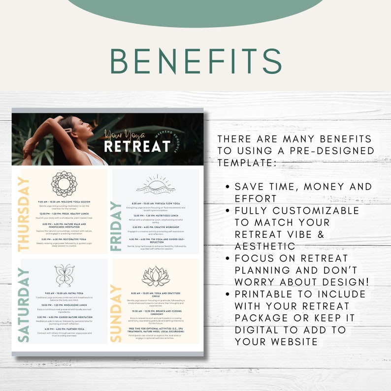 Weekend Retreat Itinerary Template Weekend Wellness Retreat Editable