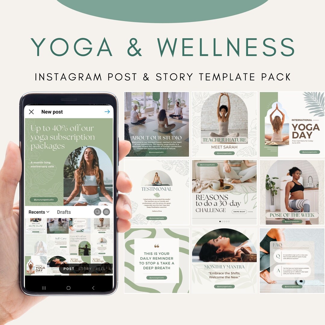 Yoga Social Media Templates | Instagram Post and Story Template | Yoga ...