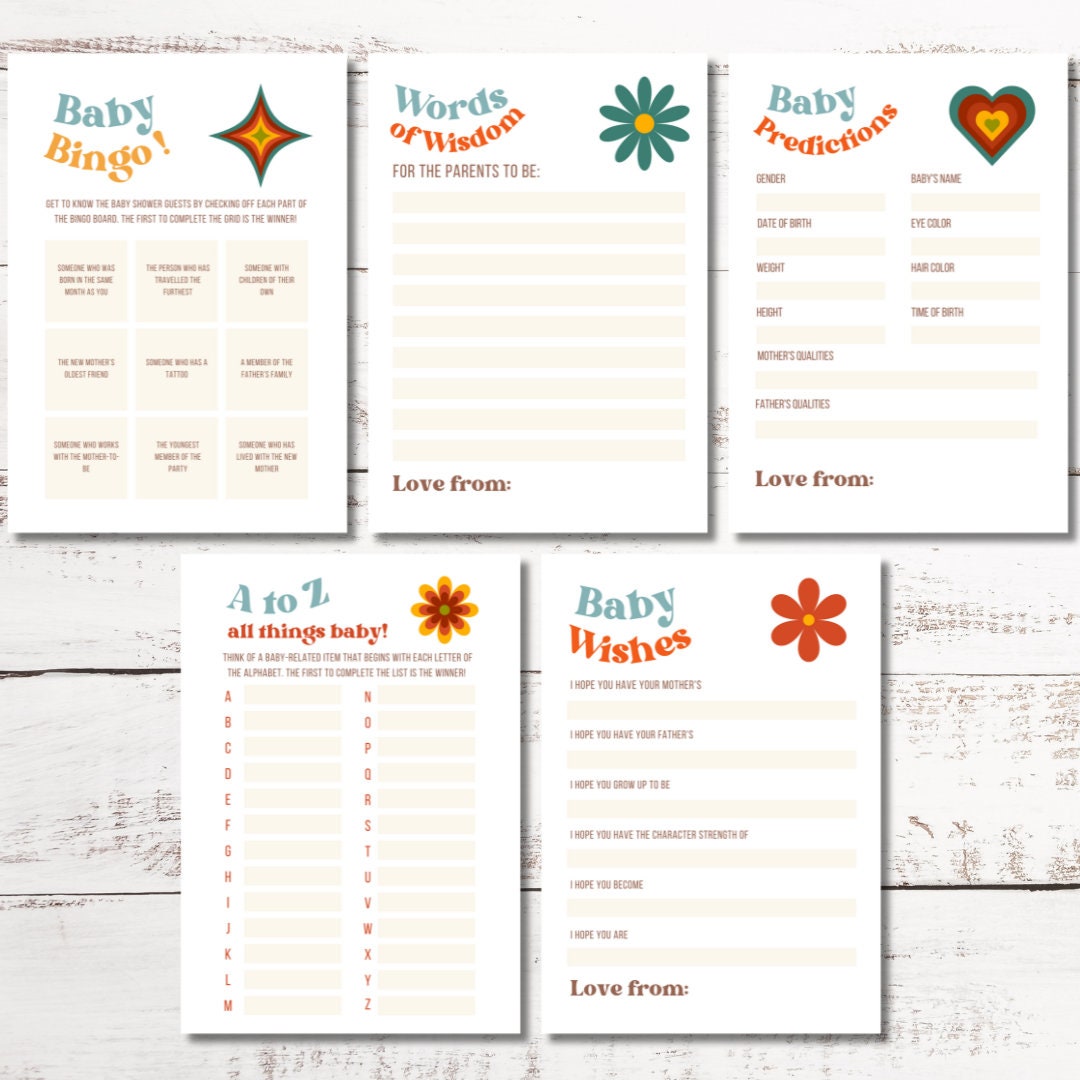 Printable Baby Shower Activities Cute Floral Simple Baby Shower Games ...