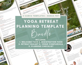 Yoga Retreat Planungsvorlage Bundle | Retreat Planungs-Kit | Willkommenspaket | Eintragung | Haushalt | Spielort-Auswahl | Rückzug Organisieren