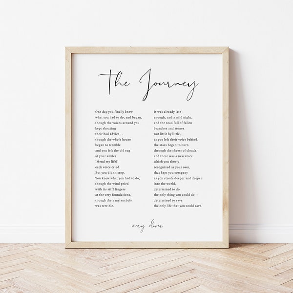 The Journey Mary Oliver Poem Printable / Quotable Wall Art / Poetry Digital Download / Print at Home