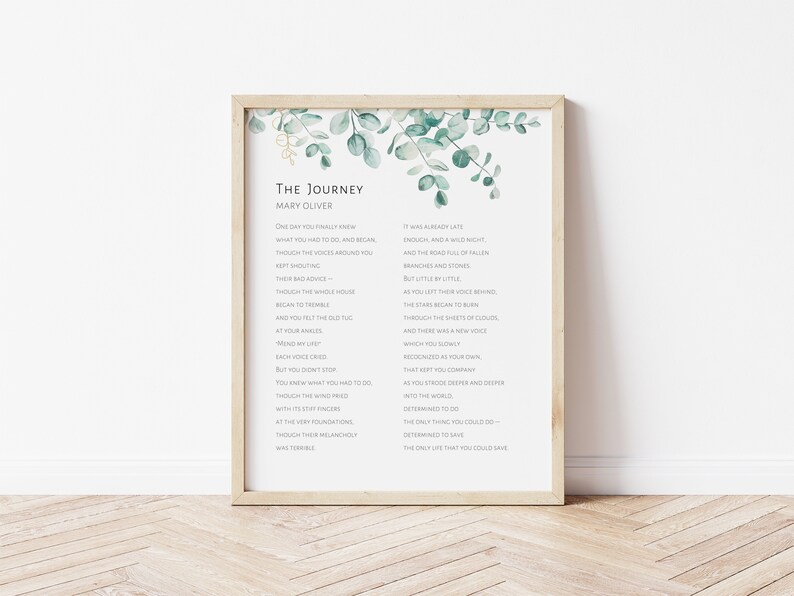 The Journey Mary Oliver Poem Printable / Quotable Wall Art / Poetry ...