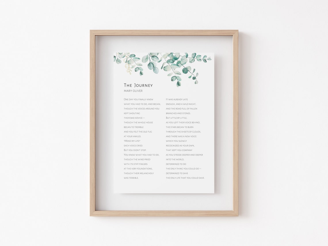 The Journey Mary Oliver Poem Printable / Quotable Wall Art / Poetry ...