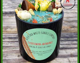 Money Crystal Candle, Good Luck Candle, Lucky Crystal Herb Infused Candle, Intention Candle for Money,  Money Affirmation Intention Candle