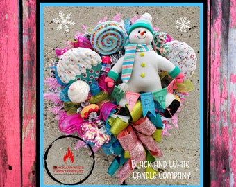 Christmas Snowman Wreath, Snowman Decor, Christmas Decor, Outdoor Christmas Decor, Welcome Wreath, Whimsical Wreath,