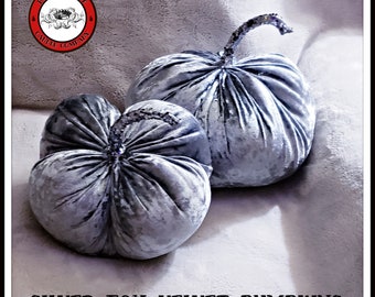 Silver Velvet Pumpkins with painted real stem, Gray Velvet Pumpkins Fall decor, Velvet Pumpkins Table Centerpiece, Thanksgiving Centerpiece