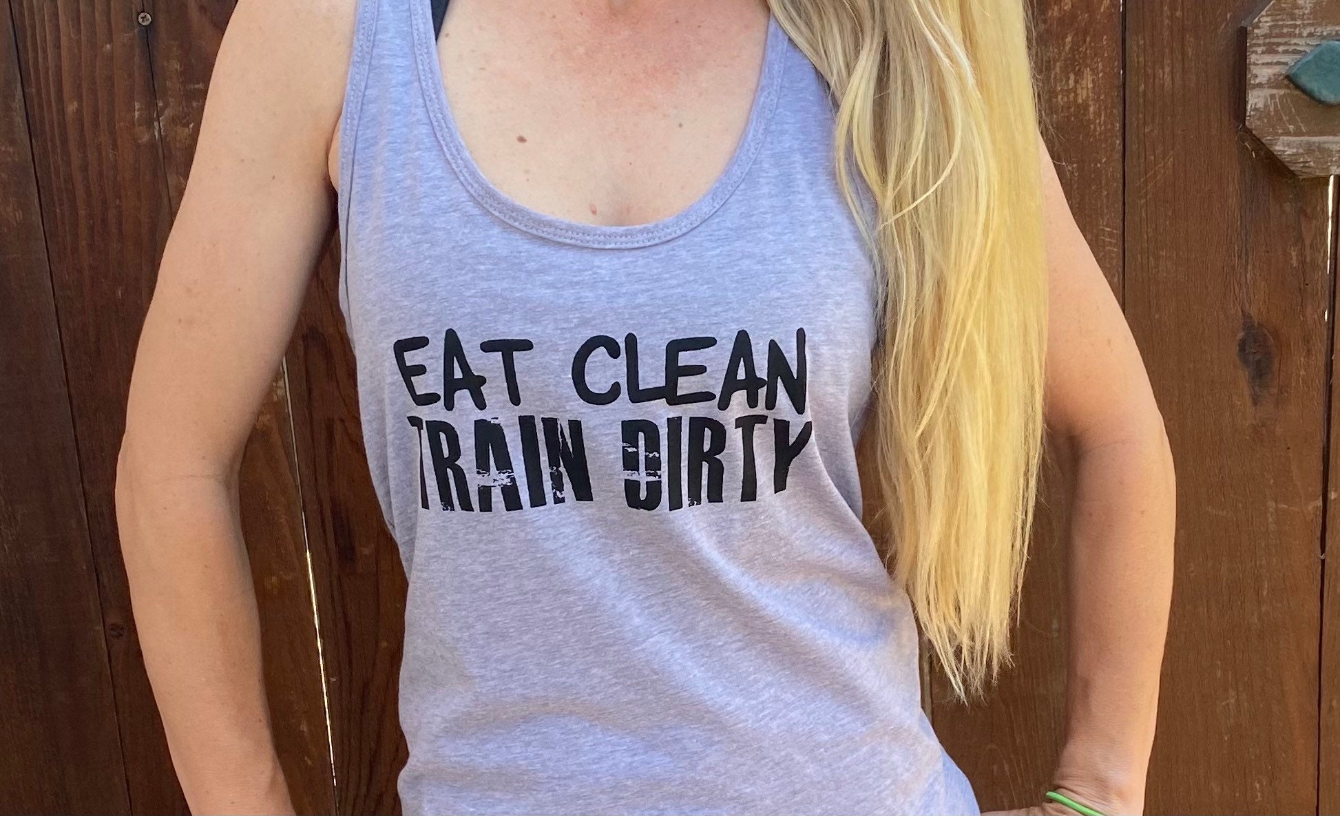 Eat Clean Train Dirty Mens Workout Gym Funny Fitness Health Nut Gifts Tank  Tops