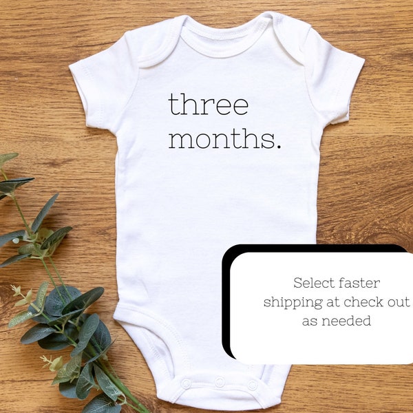 Three Month onesie, 3 month bodysuit, three month baby outfit, outfit for baby photo shoot