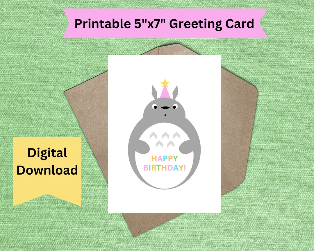 Anime Birthday Card, Printable Birthday Card, Japanese Illustration Art ...