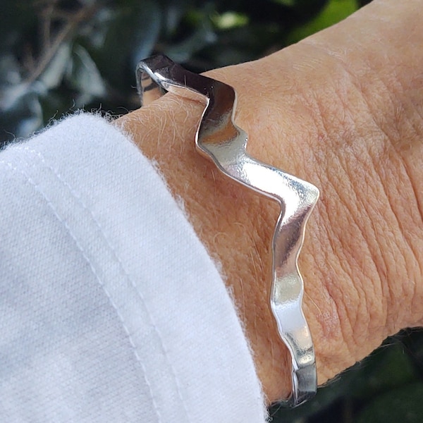 Sterling Silver Cuff Bracelet, Teton Mountain Jewelry, Artist Inspired, Artist Jewelry, Small Mountain Cuff Bracelet, Mountain Bracelet