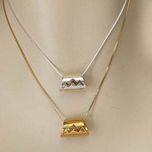 Slide Pendant Necklace, Sterling Silver 14K Gold Filled Mountain Slide, Teton Necklace, Original Designer Teton Slide, Unique Bead Pendant