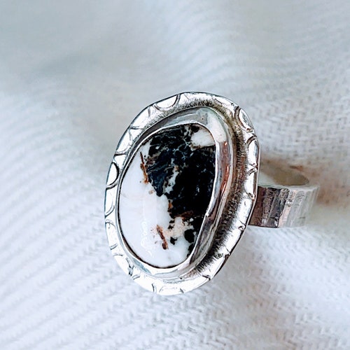 • CLAW • white buffalo, turquoise + silver ring
