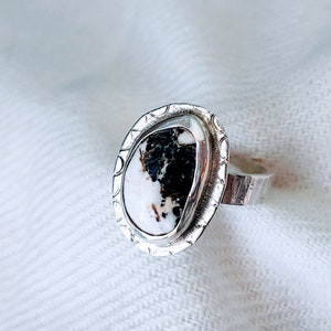 White Buffalo Turquoise Ring, CHOOSE Your STONE and Your SIZE Sterling Silver, Small Natural Stone Ring, Handmade White Buffalo Gift for Her