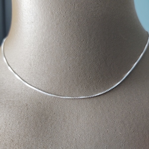 Sterling Silver Chain, 15" length for Tiny Charms, Dainty Box Chain, Silver Necklace Chain, Ready to ship, Choker Chain For Pendants, Charms