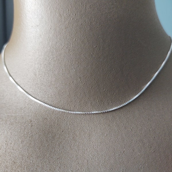 Sterling Silver Chain, 15" length for Tiny Charms, Dainty Box Chain, Silver Necklace Chain, Ready to ship, Choker Chain For Pendants, Charms