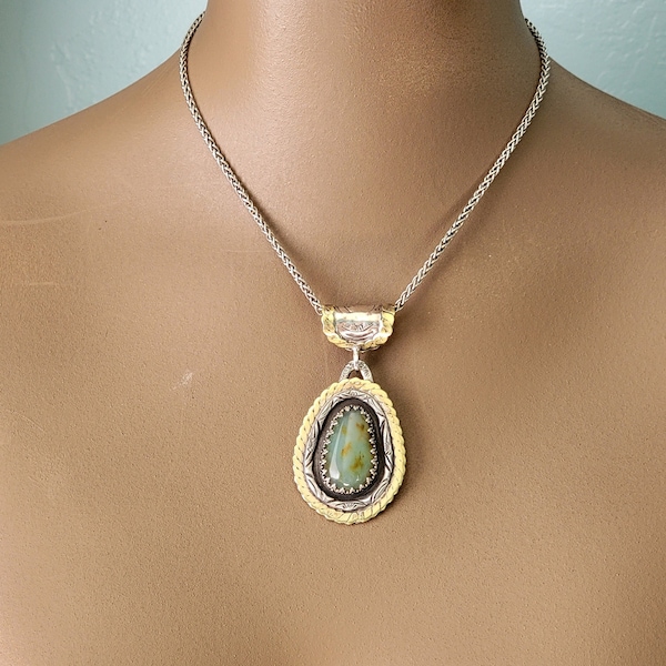 Peruvian Opal Necklace, Sterling Silver Opal Statement Opal Handmade Jewelry, Handmade Natural Andean Opal, Artist Inspired Peruvian Opal