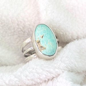 Anillo de plata de ley hecho a mano con turquesa, elige tu piedra, piedra natural de EE. UU., banda de estilo occidental