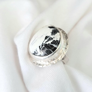 White Buffalo Turquoise Ring, CHOOSE Your STONE and Your SIZE Sterling Silver, Handmade Ring, White Buffalo Turquoise Ring, Gift for Her