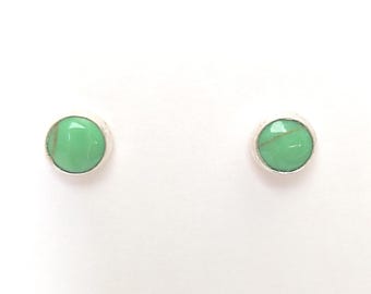 Sterling Silver Stud Earrings, Turquoise, Gaspeite, Lapis, 5mm Gemstone Studs