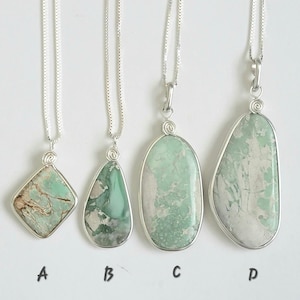Variscite Necklace, Sterling Silver Pendant, Natural Nevada Variscite, Natural Stone Pendant, Handmade Silver Necklace, Western Green Stone