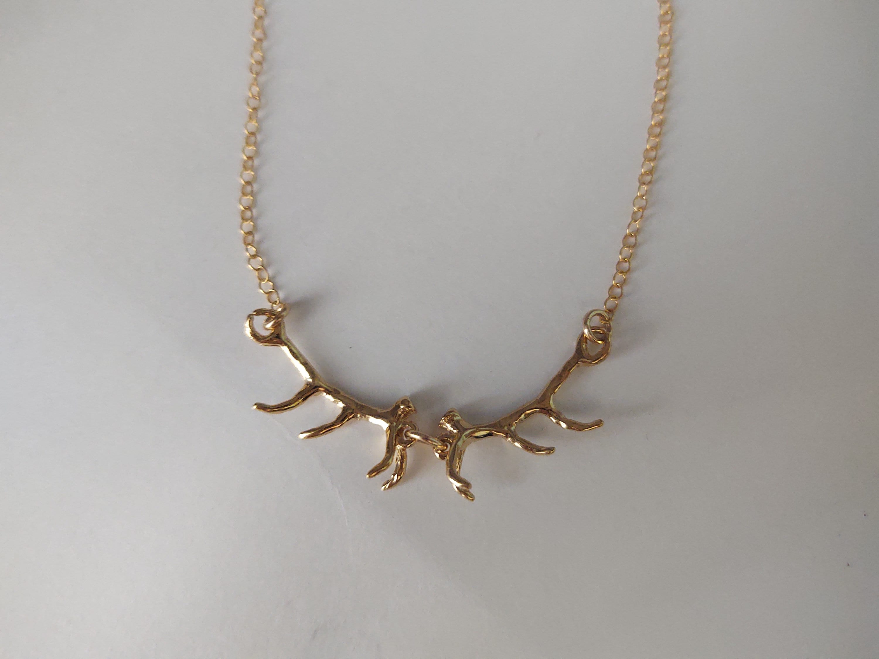 Elk Antler Necklace Western Elk Horn Necklace Gold or Etsy UK