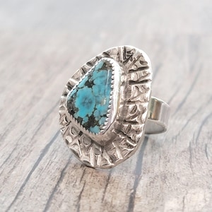 Turquoise Ring, Sterling Silver Ring, Natural Arizona Morenci Turquoise Ring, Handmade Statement Turquoise Ring, December Birthstone, Signet