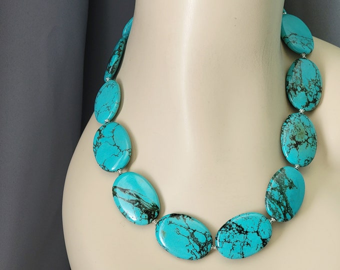 Chunky Beaded Necklace- Dark Turquoise main image 0