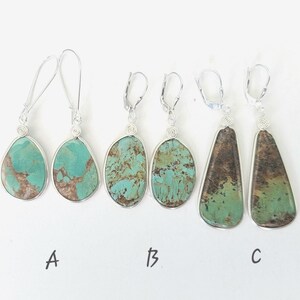 Turquoise Earrings, Sterling Silver Handmade Western Natural Green Turquoise Dangle Earring, Artist inspired Statement Earring, Cowgirl Gift