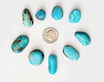 15.9g-h6850 Blue Cabochons 6 PCS Natural Turquoise Flatback Gemstone Cabochons