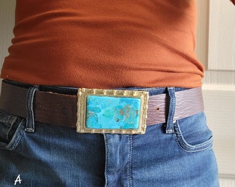 Natural Stone Belt Buckles, Large Turquoise Statement Stone Buckles, Western Belt Buckles, Belt Accessories, Big Turquoise Cowboy Buckle