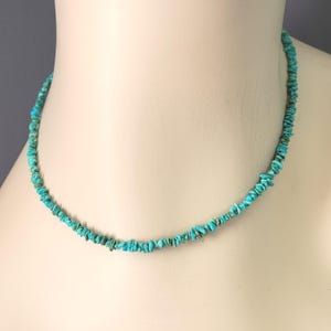 Turquoise Bead Choker Necklace, Sterling Silver, Dainty Natural Turquoise Necklace, Handmade Turquoise Choker, Western Cowgirl Choker
