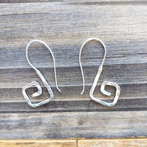 Sterling Silver, Threader Earrings, Artist Inspired, Hammered Earrings, Hand Wrought Silver, Modern Hoops, Hand Crafted Geometric Style