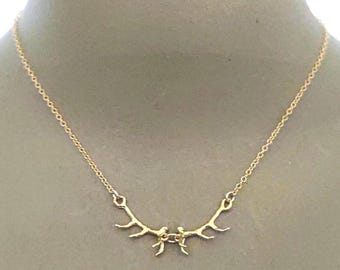 Elk Antler Necklace Western Elk horn Artist Pendant Gold or Sterling Silver, Deer Antler Handmade Small Dainty Statement Nature Necklace