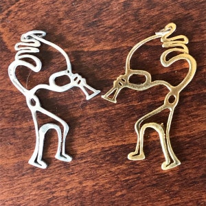 Kokopelli, Handmade Sterling Silver Pin, 14K Gold filled Brooch, Cut Out Brooch, Kokopelli Necklace, Western Art, Outline Pin, Cave Art