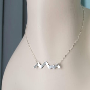 Mountain Necklace, 925 Sterling Silver or 14K Gold filled, Copper Artist Dainty Adjustable Teton Necklace, Handmade Economical Jewelry