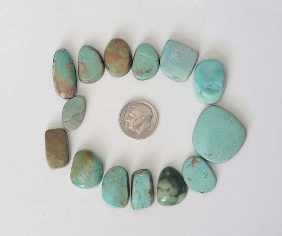 Cerrillos Turquoise Cabochons for Jewelry Makers, Vintage Natural Stone Cabs New Mexico Artist Stone for Jewelers, Ancient Pueblo Stones
