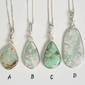 Variscite Necklace, 925 Sterling Silver Natural Nevada Stone Pendant, Handmade Artist Western Light Stone Green