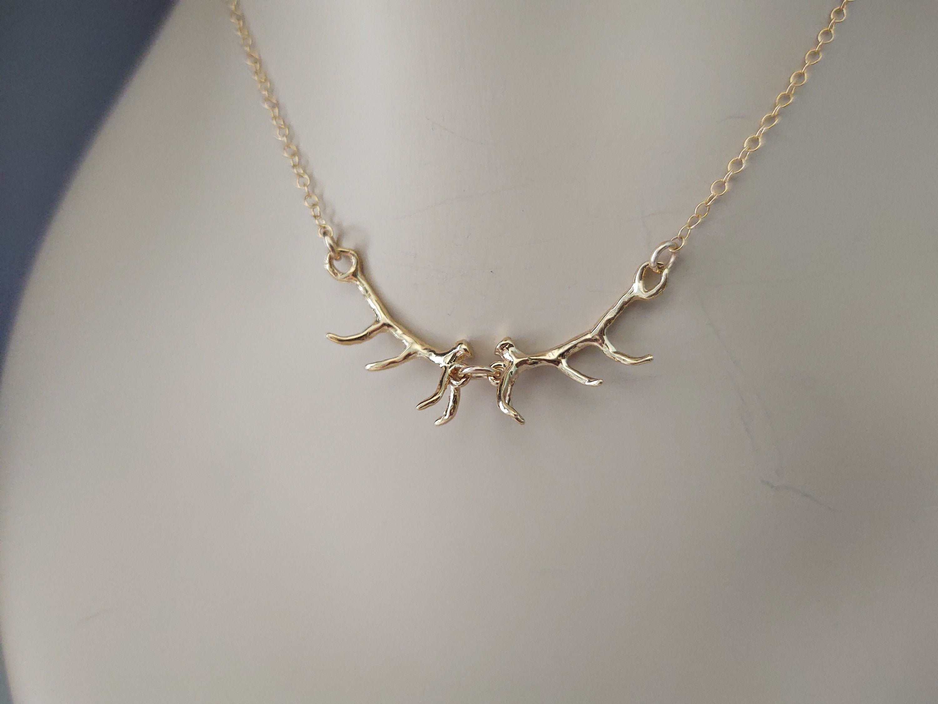 Elk Antler Necklace Western Elk Horn Necklace Gold or Etsy UK