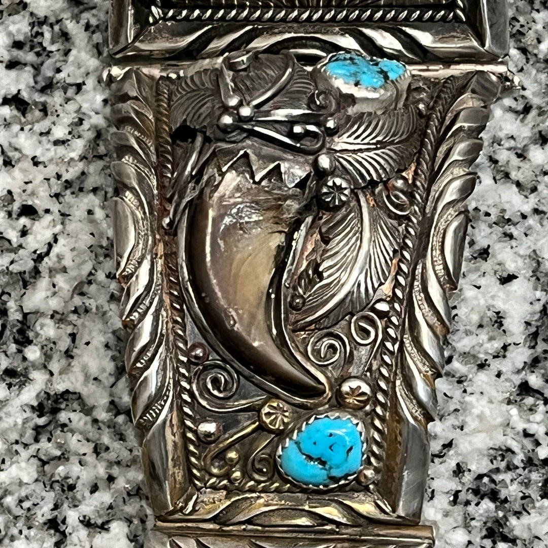 200 Gram Powerful Buffalo Turquoise Native American Sterling Silver Bracelet 200 Gram Powerful Buffalo Turquoise Native American Sterling Silver Bracelet
