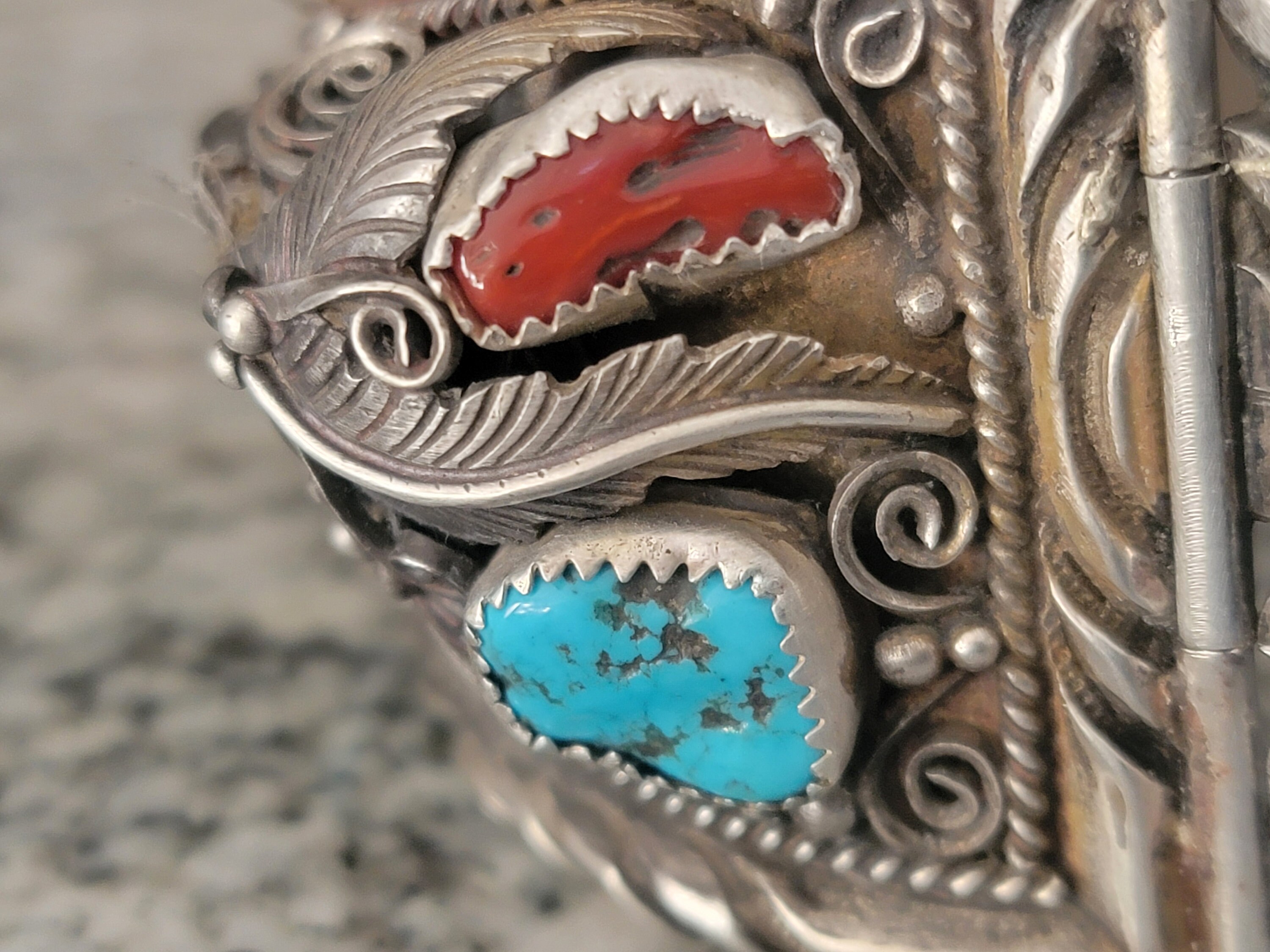 Sterling Silver Watch Bracelet, Elaborate Vintage Navajo 